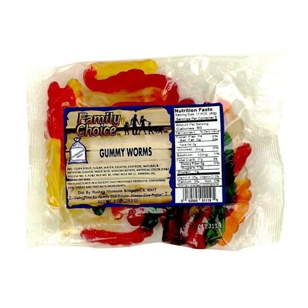 FAMILY CHOICE Gummy Worm Candy, 8 oz 1119